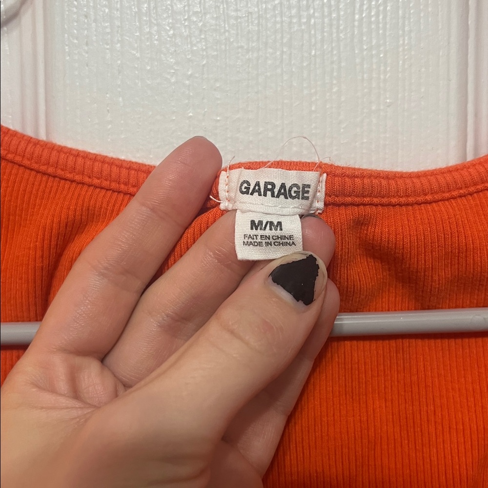 Garage Bright Orange Ribbed Top - Picture 2 of 4